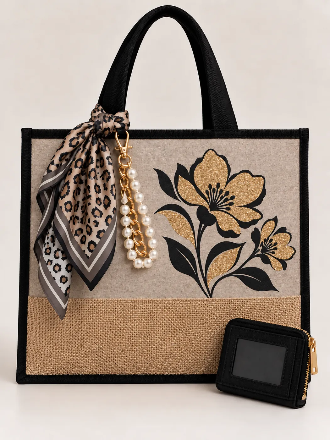 Custom gold floral bag